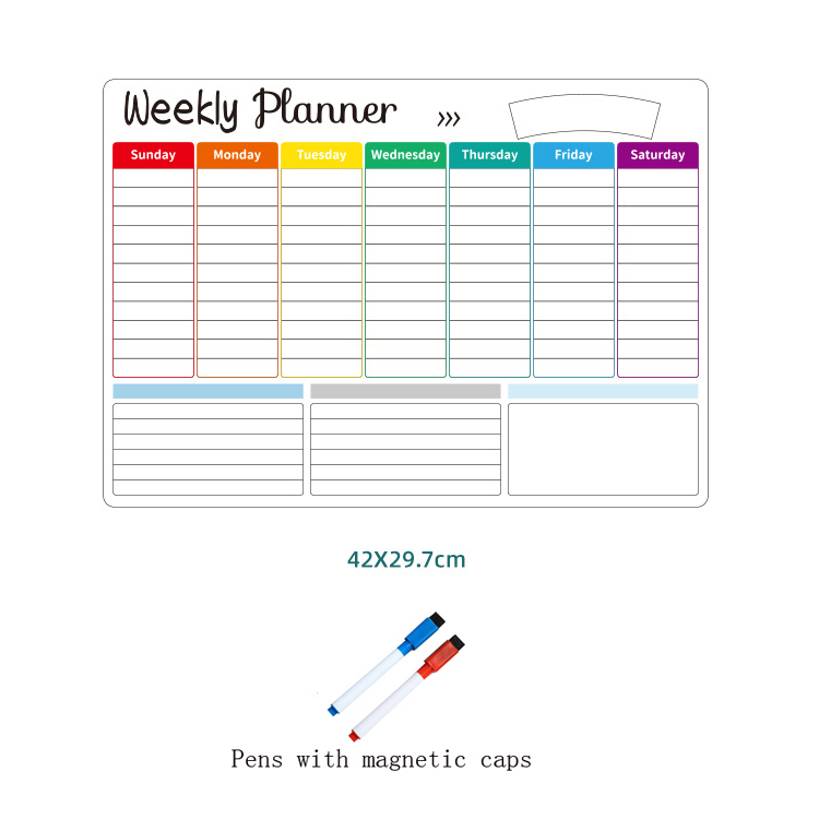 Magnetische Kalender Voor Koelkast Maandelijkse Wekelijkse Planner Whiteboard Kalendertafel Droog Wissen Koelkast Sticker Prikbord Menu: Rood