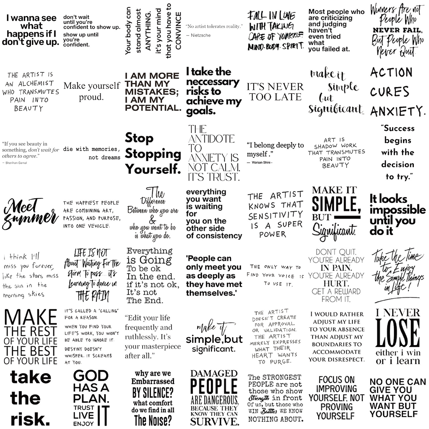 50Pcs Inspirational Quotes Stickers Self-Motivation Encouragement Text Notes for Decoration on Guitar Notebook Luggage Computer