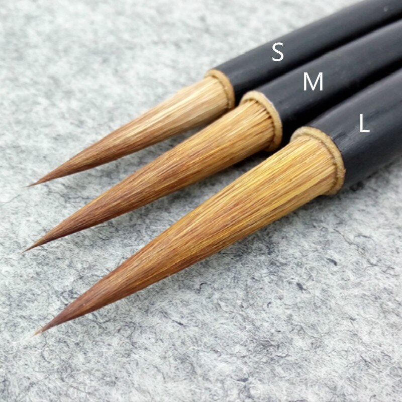 Pinceau de calligraphie, 3 pièces, en poils de loup, pour calligraphie chinoise, peinture, lignes fines, régulier, Cursive, écriture de écritures, calligraphie