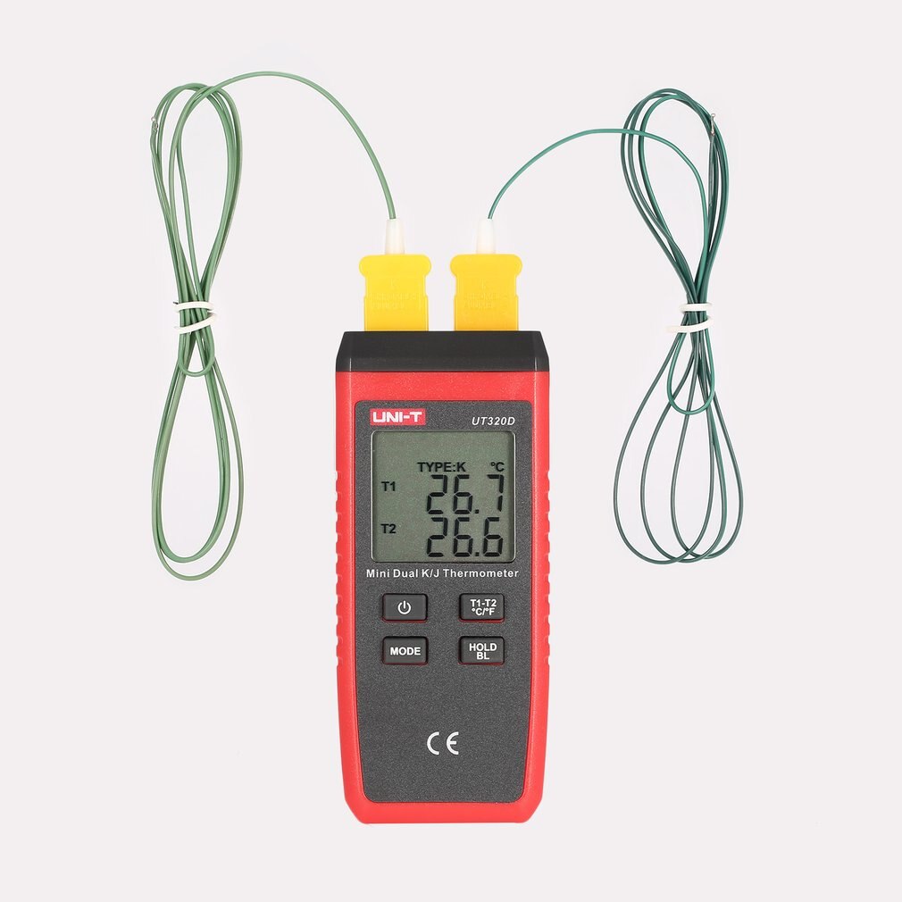 Termômetro portátil UNI-T ut320a, termômetro digital de k/j duplo ch com sonda sensor ut320d