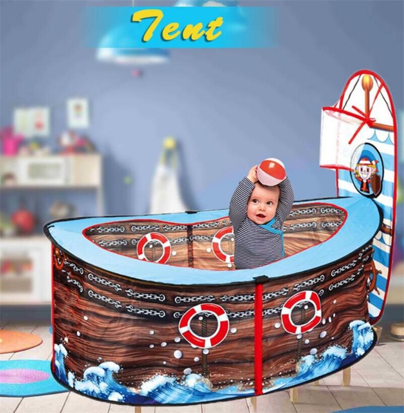 Children Game Tent Outdoor Indoor Pirate Ship Ball Pool Play Tent Kids Safe Foldable Playpens Game Pool Of Balls For Kids