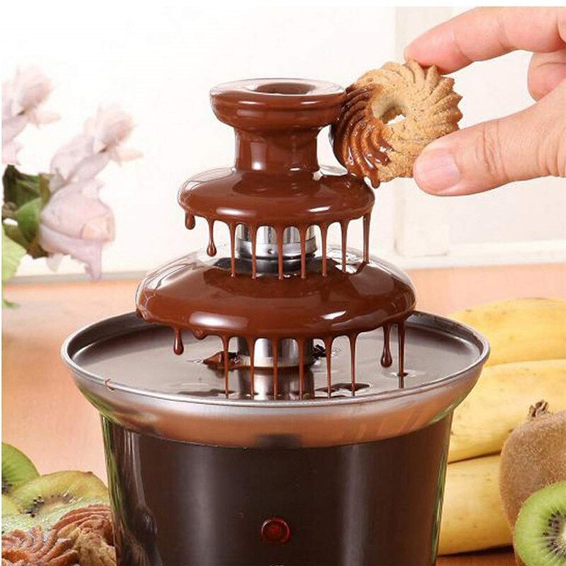 3 lag mini chokolade springvand fondue sæt chokoladesmelte med varmemaskine diy smelte vandfald gryde smeltning