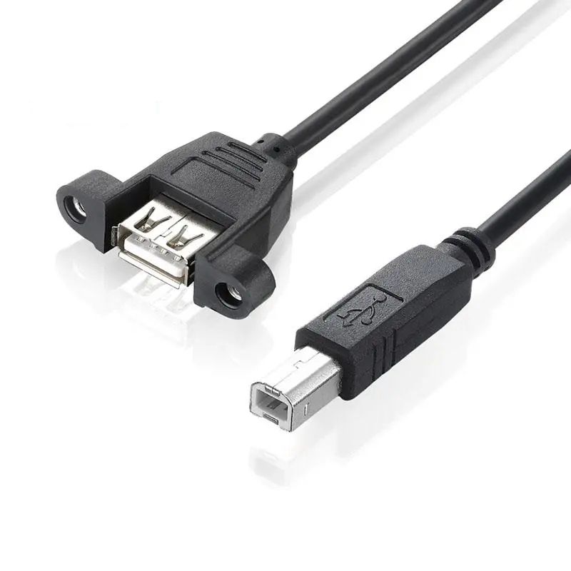 Usb 2.0 Afdrukken Datakabel Met Oren, B Man Naar Een Vrouw, Met Schroefgaten Die Kunnen Worden Bevestigd, Usb Vrouw Naar Mannelijke Printkabel