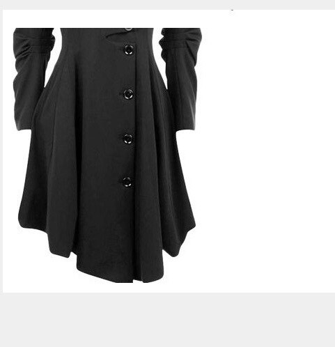 Manteau Long en laine pour femme, Trench noir, style gothique, , Vintage, hiver