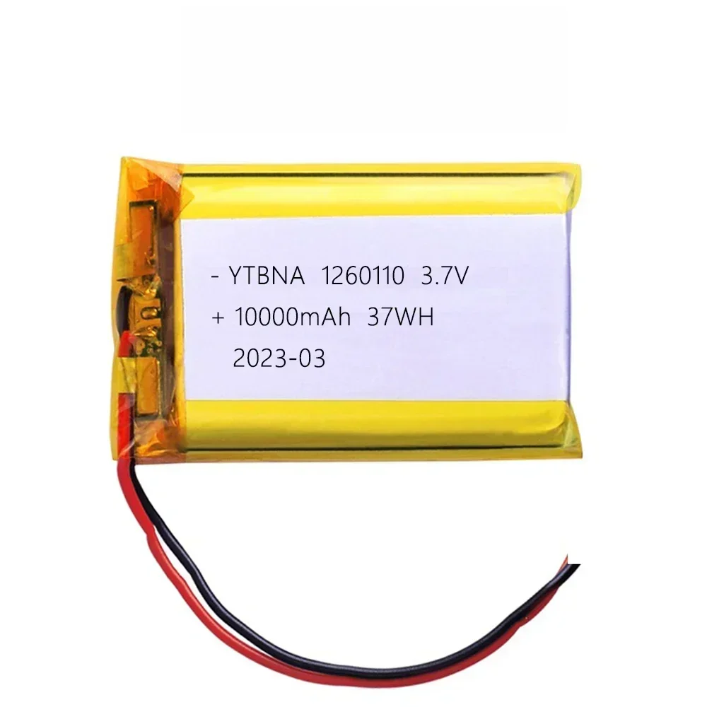 3,7V 10.000mAh 1260110 Bateria de polímero de lítio para banco de potência DIY GPS Capacidade real Baterias recarregáveis de íon-lítio de grande capacidade: Branco
