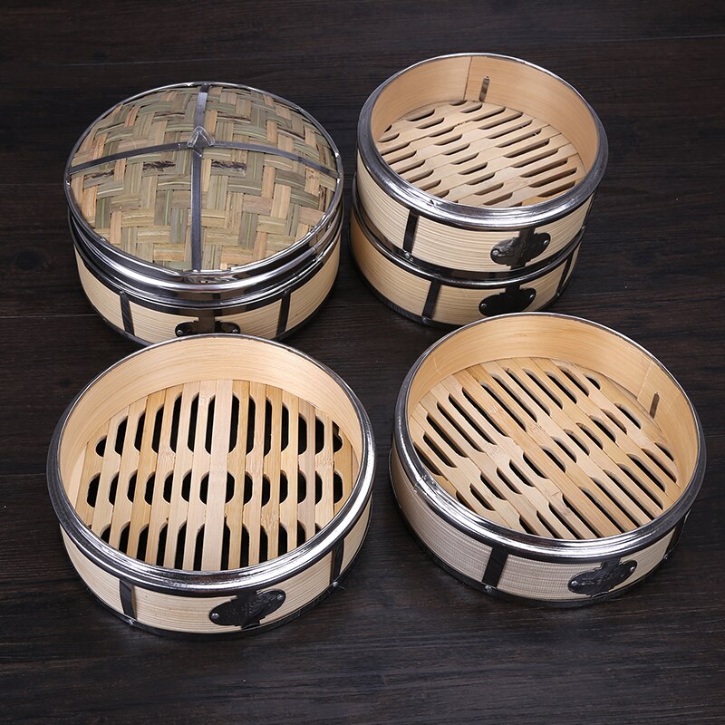Chinese kitchen stainless steel bamboo steamer lid cover dumplings steamed stuffed bun Cantonese style tea restaurant vuhlwk