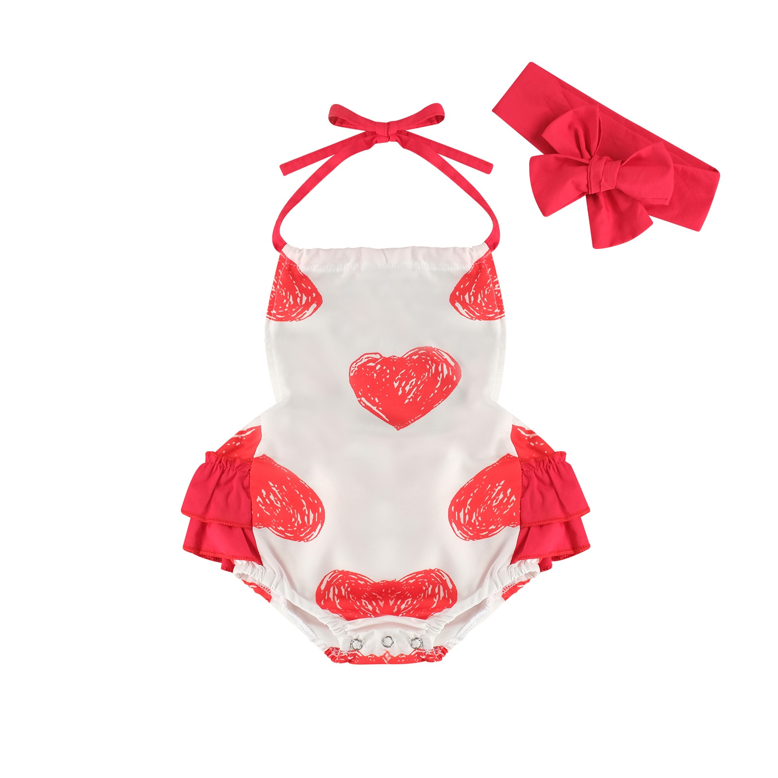 Princesa bebê meninas meninos bodysuits dia dos namorados outfits coração impressão babados sem mangas cinto macacões