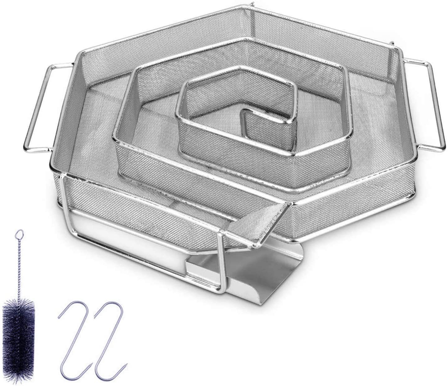 Chip Smoking Box Smoker Wood Dust Stainless Steel BBQ Grill Cold Smoke Generator Smoker Salmon Bacon Fish Mini Apple Wood: 21x18x4cm