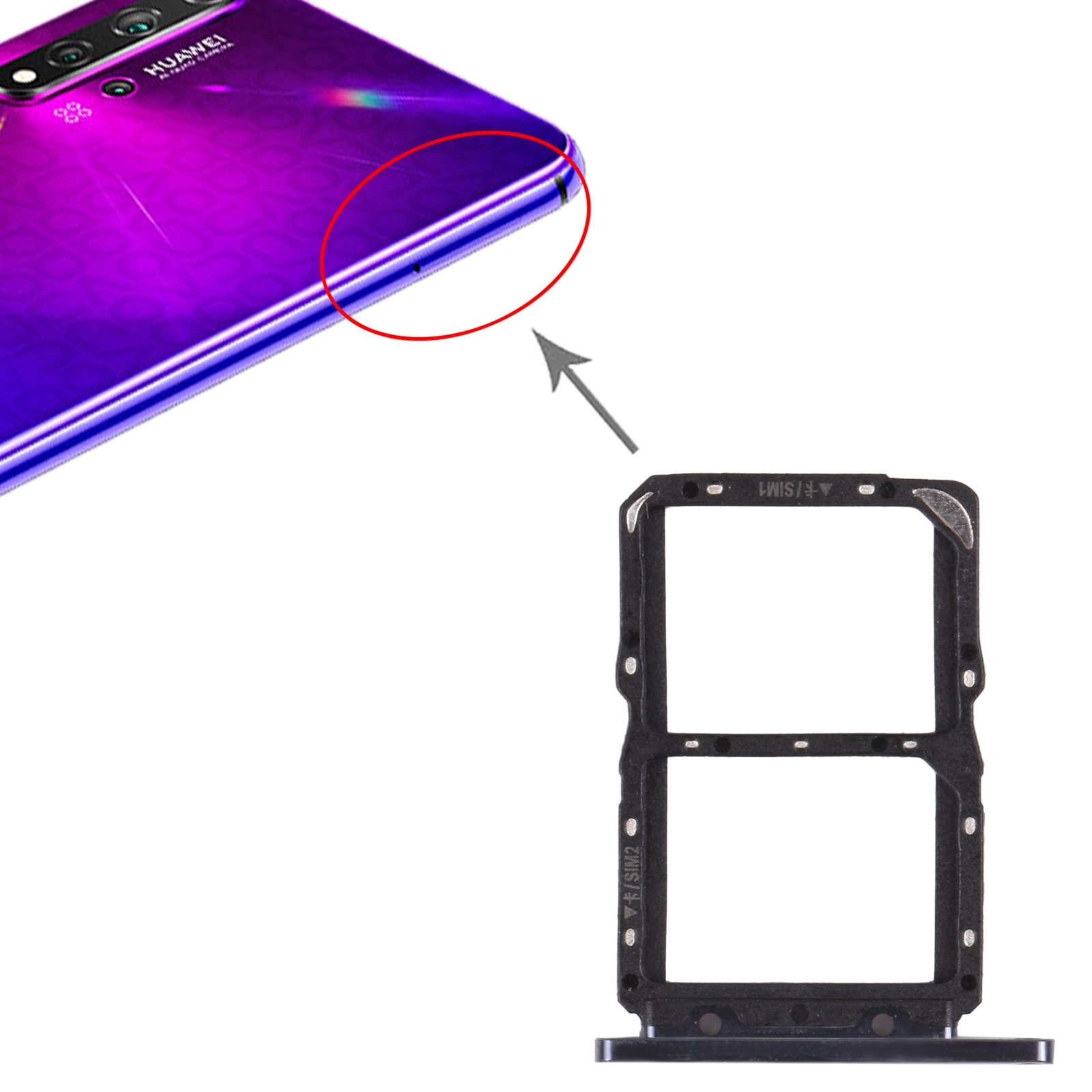 Für Huawei Nova 5T Telefon Dual SIM Karte Tray Adapter Ersatzteil