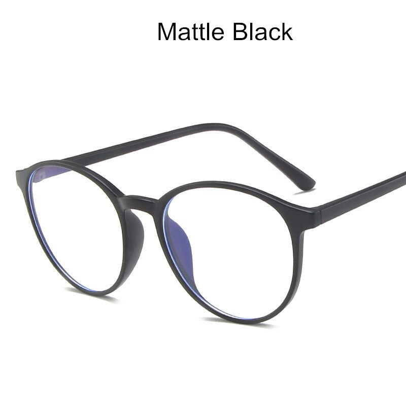 Lunettes rondes en plastique pour femmes, Anti-lumière bleue, pour myopie, Vintage, Tr90, monture optique, pour ordinateur: Mattle Black