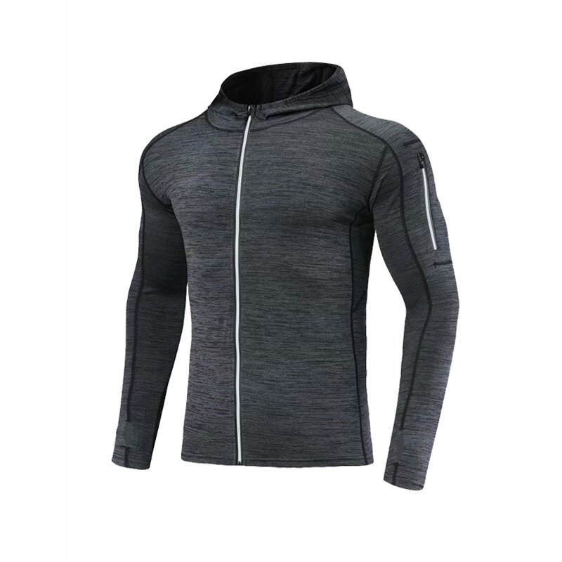 Spalla sinistra tasca Calzamaglia da corsa degli uomini jacket quick-dry abbigliamento a maniche lunghe attrezzature camicia di sport di formazione di basket cappotto