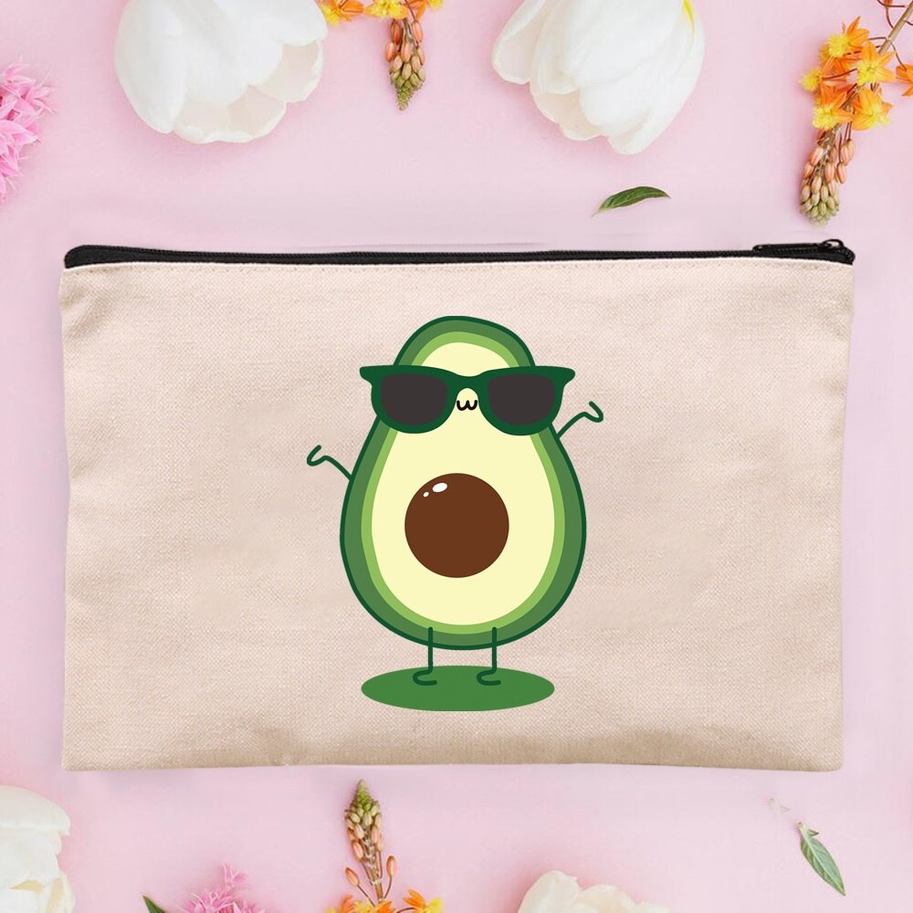Women&#39;s Cosmetic Cases Avocado Pattern Lipstick Bag Zipper Cover Beautician Toiletry Makeup Pouch Coin Purse Pencil Case: 4Avocado015