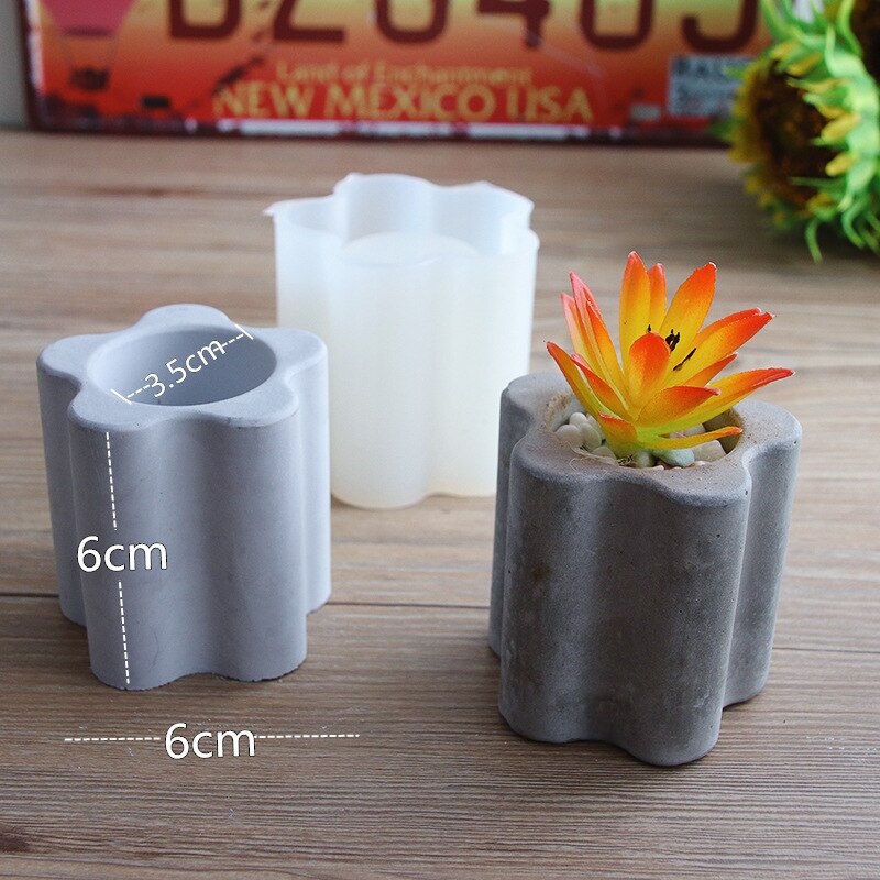 DIY Crystal Cement Mold Making Succulent Plant Flower Pot Resin Mold for Garden Planter Candle Pen Holder Crafts Base Home Decor: B