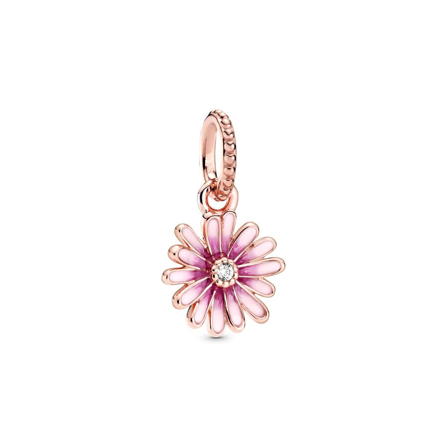 DIY Jewelry Deep Purple Pansy Flower、Pink Pansy Flower & Pink Daisy Flower Charm Bead Fit Original Silver 925 Europeans Bracelet: GRAY