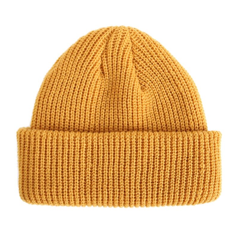 Mössor stickade mössor enfärgade kepsar för höst vinter män kort keps utomhus varm melon keps street keps dam hatt: Ingefära mössa