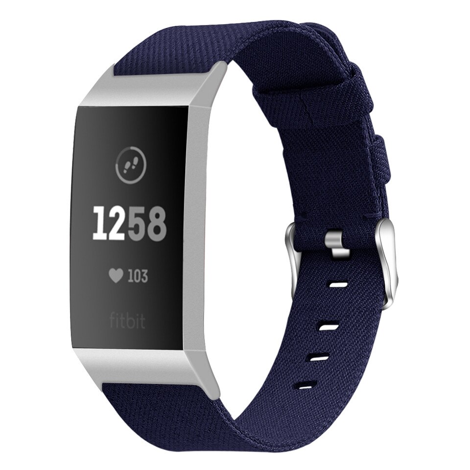 Banda da lona para fitbit carga 3 4 pulseira inteligente loop para fitbit carga 3 4 banda de pulso substituição correa: Azul / L