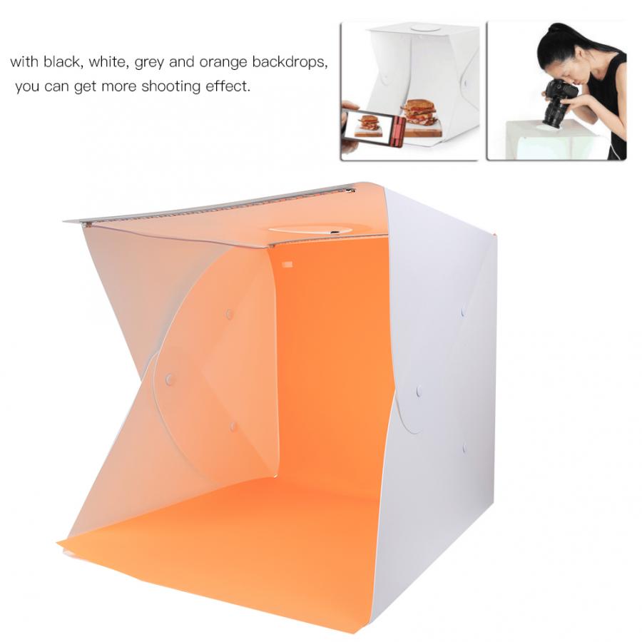 40cm*40cm LED Folding Lightbox Portable Photography Photo Studio Softbox Adjustable Brightness Light Box Background For DSLR Cam
