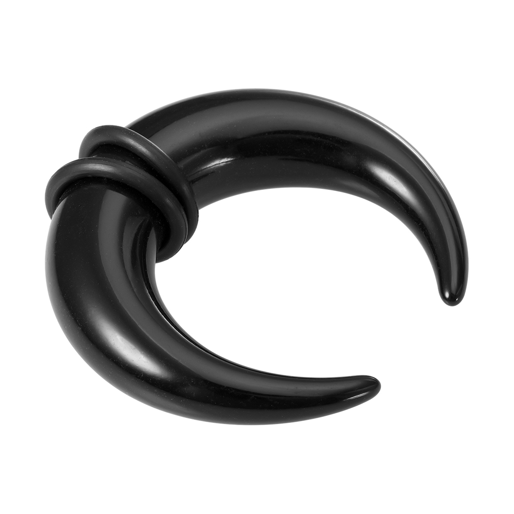 Pince à cône en forme de C en acrylique pour femmes et hommes, anneaux de septum, jauges, cornes de buffle, kit de piercing, extenseur d'étirement, 16G-00G, 2 pièces: GRIS / Couleur or jaune pâle
