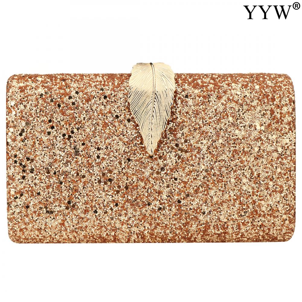 Elegante Avond Clutch Portemonnee Beroemde Box Tas Met Ketting Effen Kleur Schouder Crossbody Tassen Voor Vrouwen Gold Sliver Koppelingen: Sequins gold A