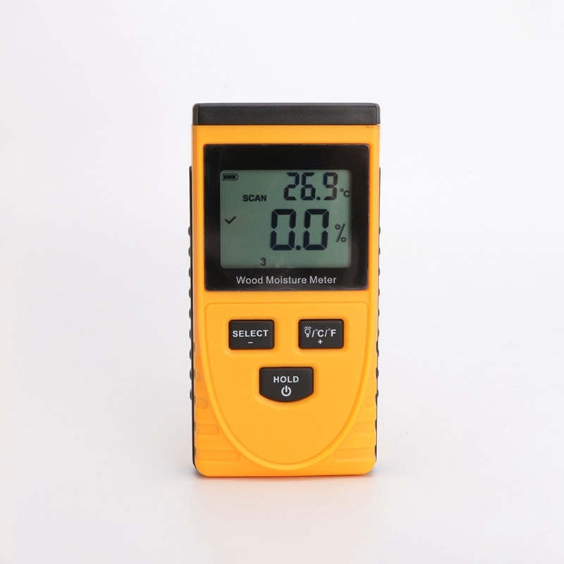 Medidor de humedad de madera de inducción Digital, 0 ~ 50%, medidor de contenido de humedad de madera de árbol, termómetro de madera 0-50C, higrómetro con retroiluminación LCD
