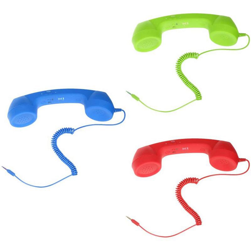 3Pack 3.5mm Jack Mic Retro Phone Handset Telephone for Mobile Phone Universal Green+Blue+Red