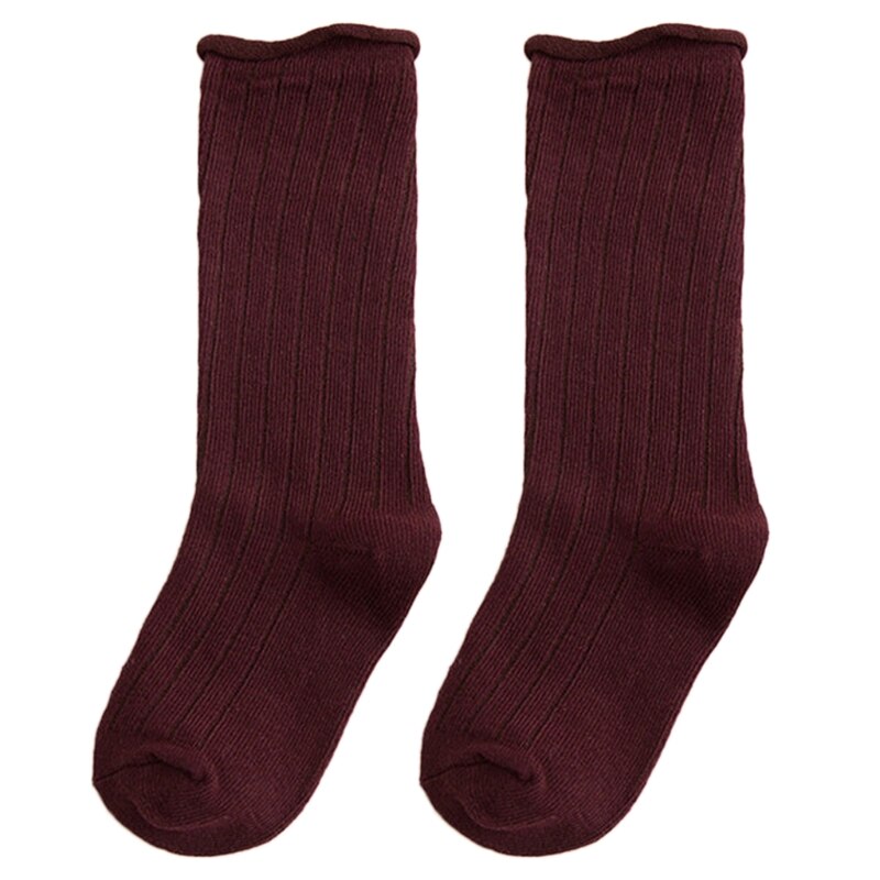 Kinderen meisjes lange laarzen sokken effen snoepkleur beenwarmer verticale streep slang
