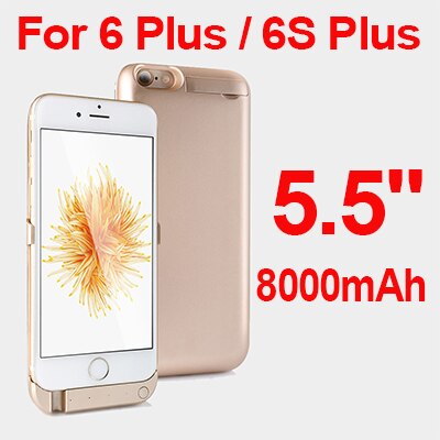 6 plus 6 SPlus 8000 mAh Externe Batterij Case Voor iphone 6 Plus 6 s Plus Batteria Charger Case Telefoon Power bank Lading Cover Case: gold