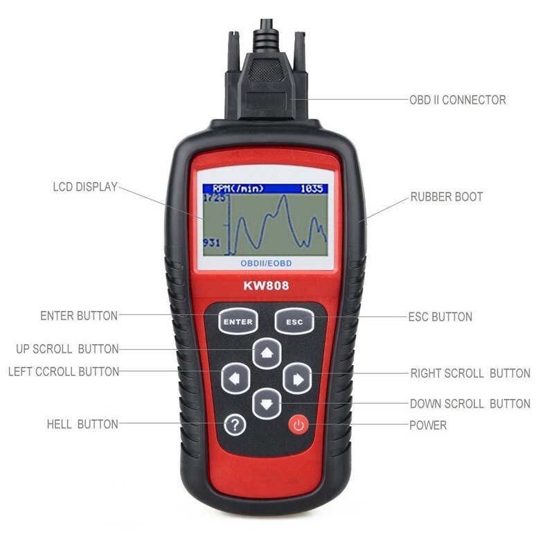 KW808 EOBD OBD2 OBD Scanner Car Computer Vehicle Diagnostics Tool Same with MS509 Auto Code Reader