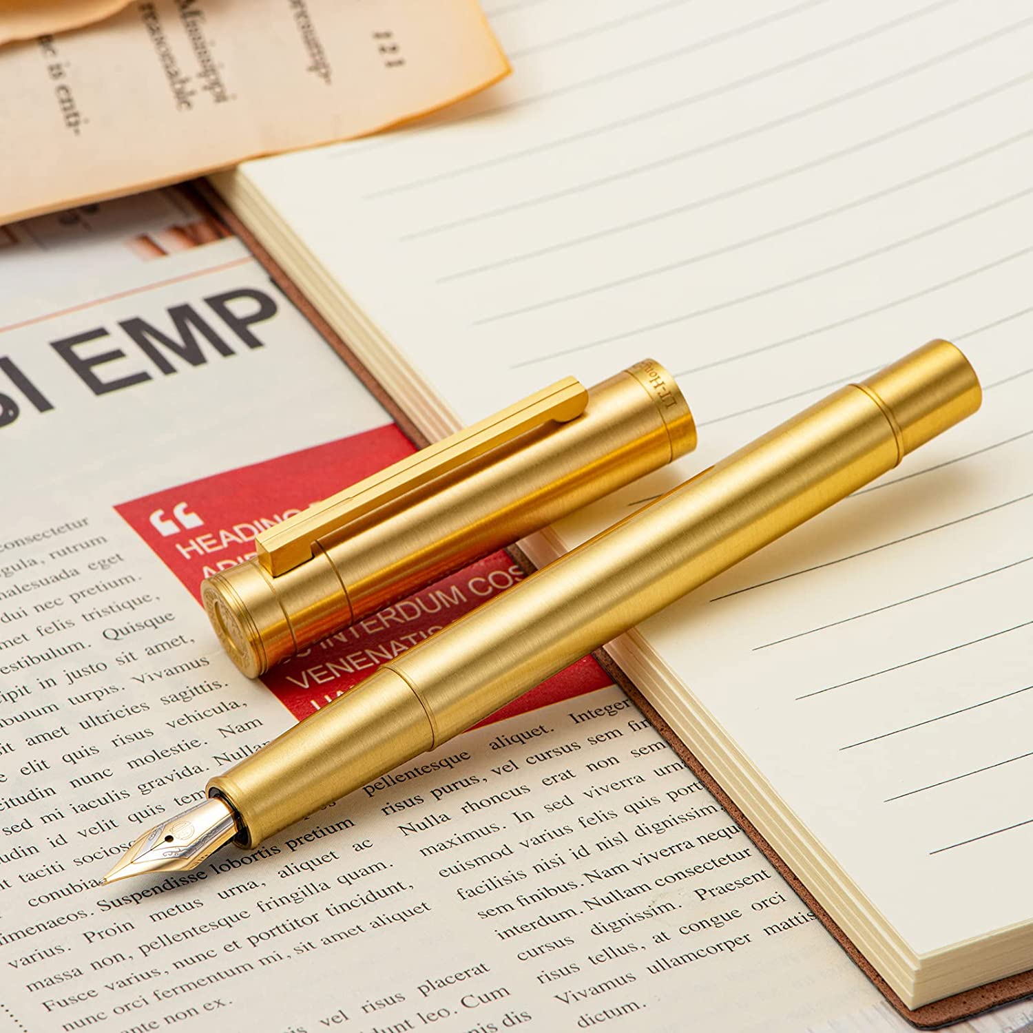 Hongdian 1861 Messing Vulpen Ef/F/M/Gebogen Penpunt, klassieke Glad Schrijven Pen Voor Office Business School