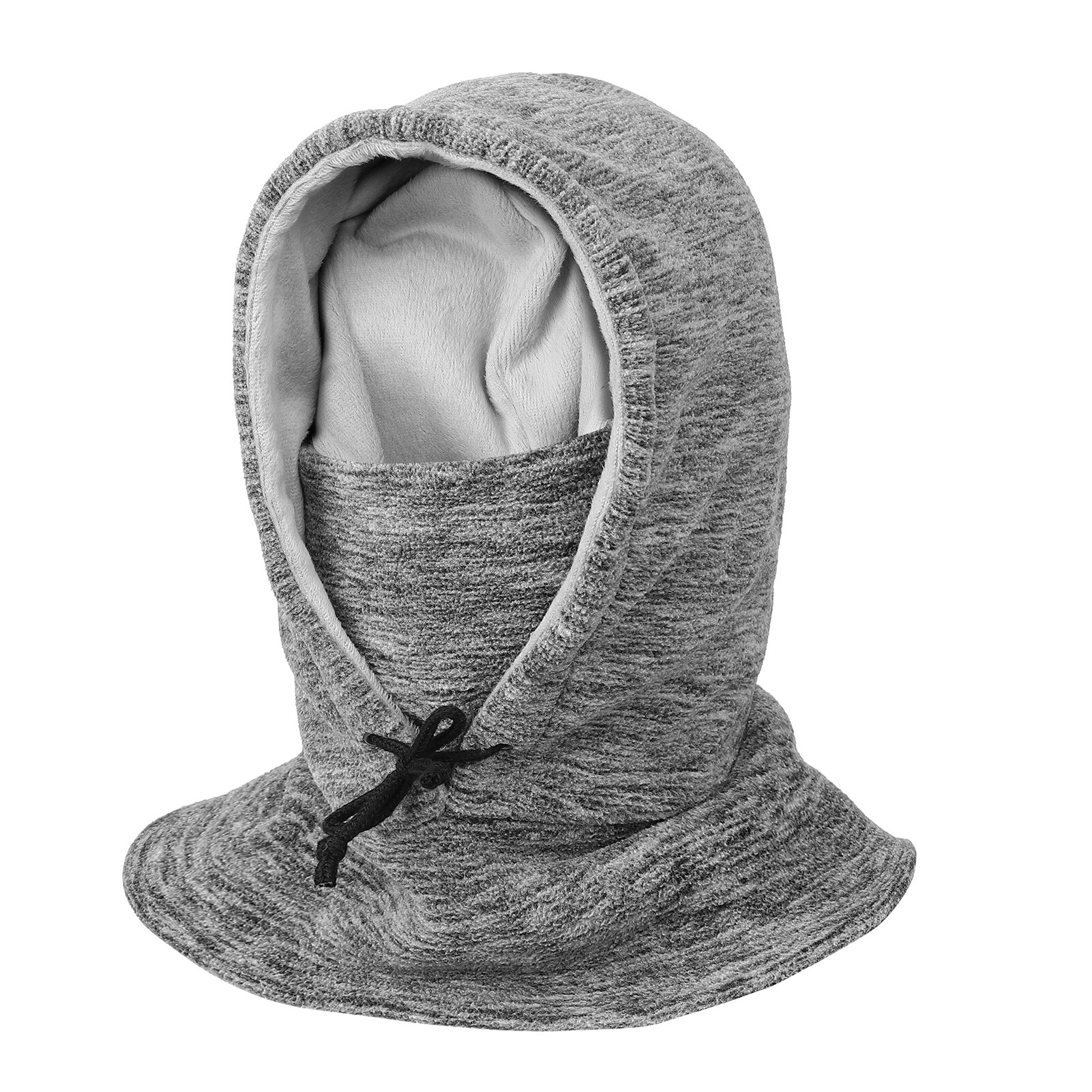 Men Women Winter Balaclava Warm Windproof Fleece Lining Drawstring Neck Gaiter Cycling Hiking Running Outdoors Hat: Gray