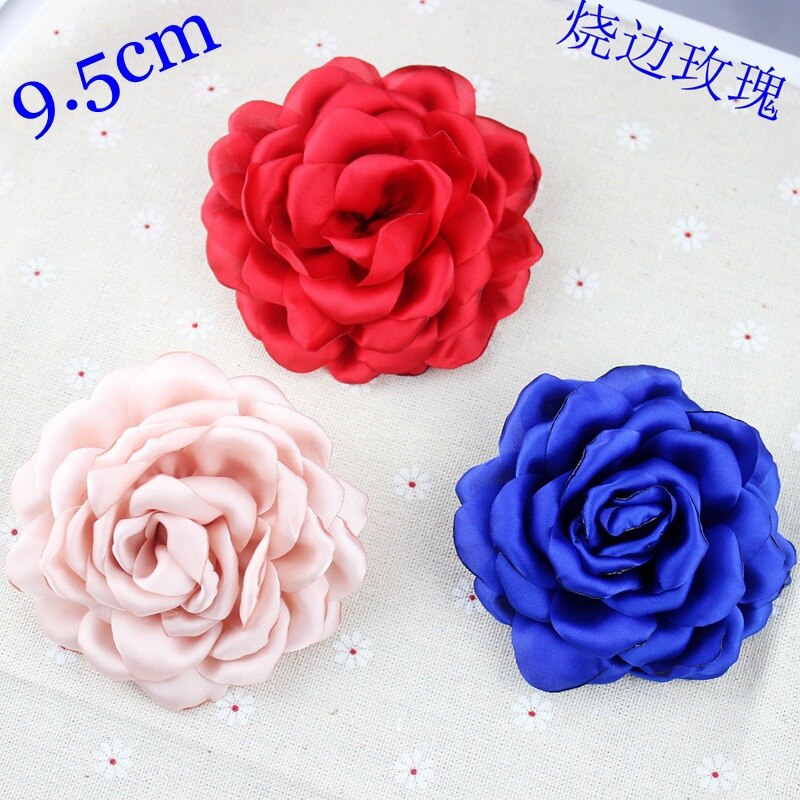 Brændte Satin Rose Blomster - Bryllupspynt DIY - 3 stk
