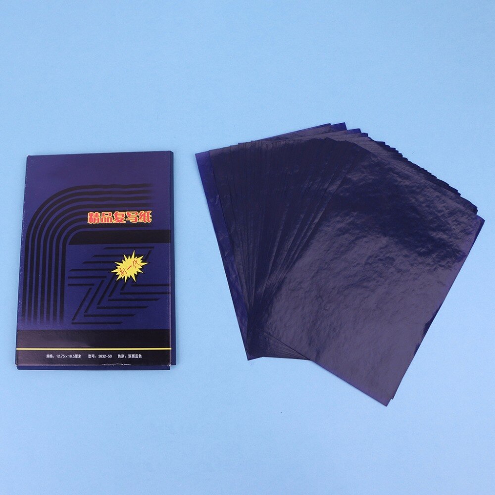 50 ark 32k mørkeblå dobbeltsidet carbon kopimaskine stencil overførsel papir skole kontor papirvarer  c26