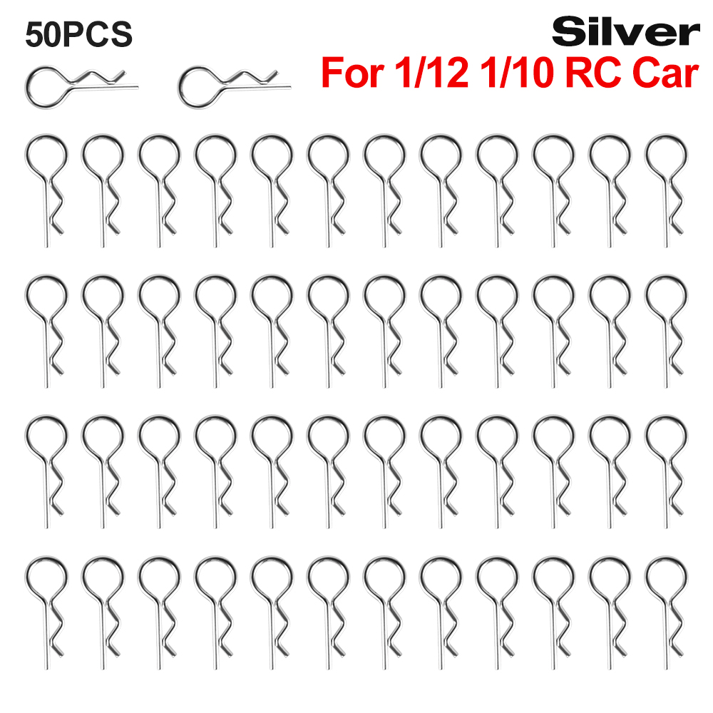9IMOD 50 Uds Clips de carrocería RC 1/7 1/8 1/10 1/12 1/14 1/16 1/18 hebillas R de Metal coche camión Buggy Shell Pins piezas de coches RC: Rojo