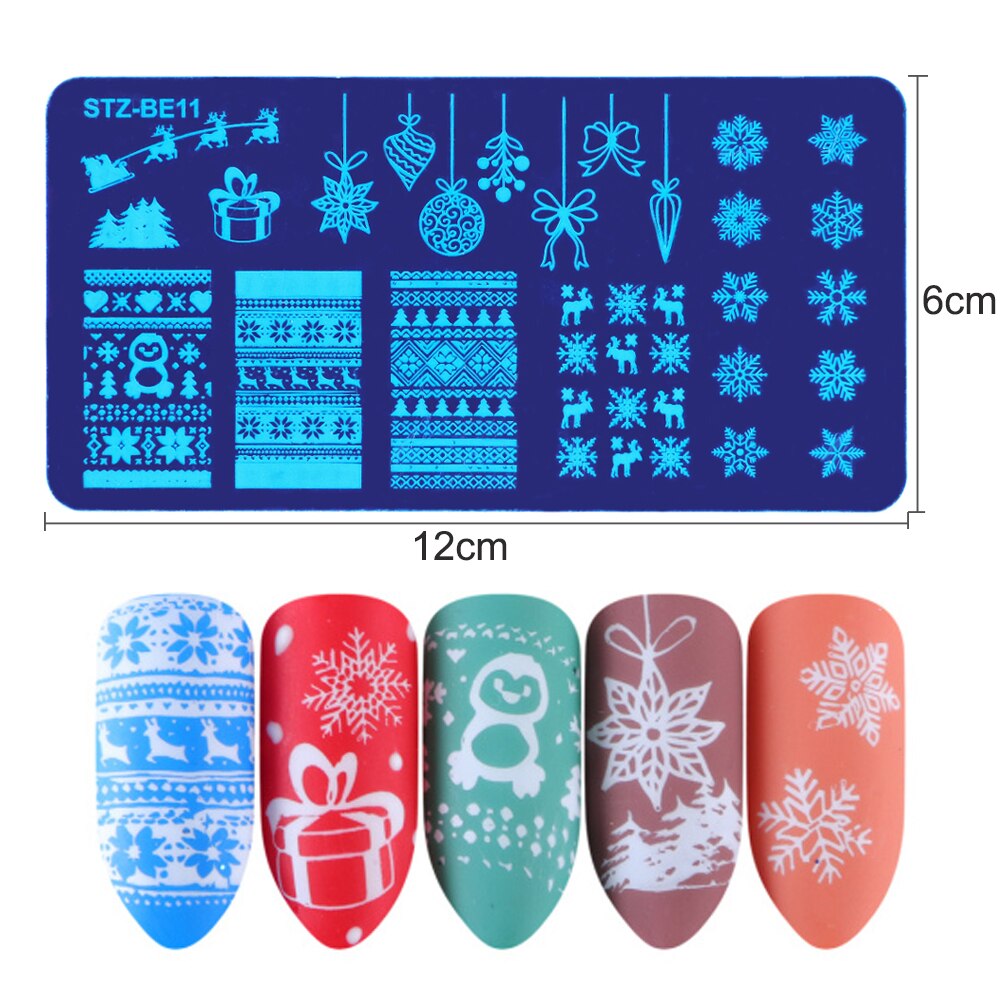 1 stücke Nagel Kunst Vorlagen Weihnachten Entwürfe Stanzen Platten Schneeflocken Hirsch Schablonen Ballon Bild Platten Nagellack Werkzeuge SASTZ-N/ WERDEN