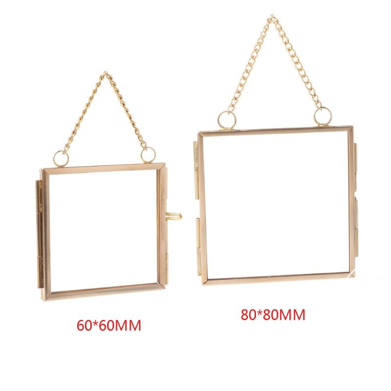 2022 Diy Ketting Retro Metalen Fotolijst Hoge Doorschijnend Glas Fotolijst Specimen Map 2 Grootte Optioneel
