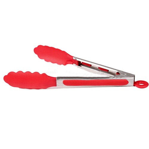 ¡Producto en oferta! Pinza de pinza de silicona térmica para cocina, pinza de acero inoxidable para servir pinzas de barbacoa, utensilio de cocina para restaurante