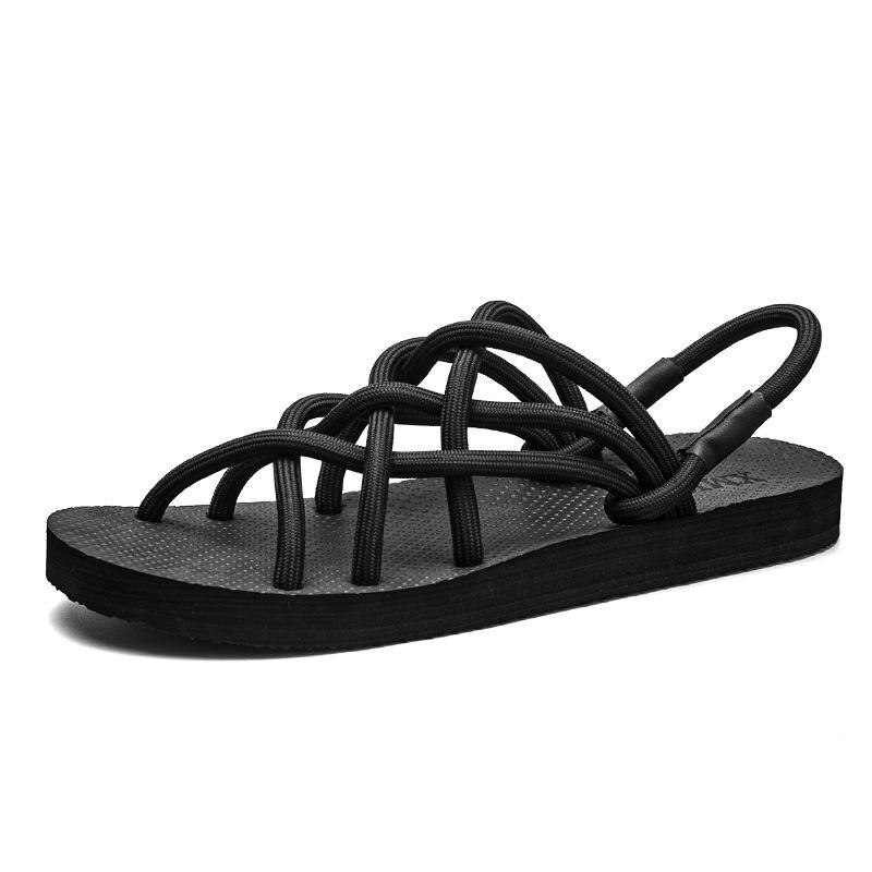 Dames Gladiator Sandalen - Rome Stijl Instapper - Lage Sleehak - Synthetisch Bovenwerk - Rubberen Zool: 38