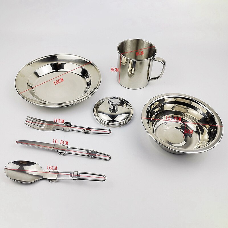 2 Set Backpacking Camping Cookware Hiking Cookware Set Lightweight Folding Picnic Camp Cooking Gear