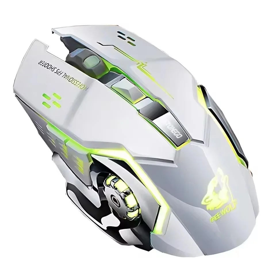 ZLRLMHY 2,4 G kabellose Bluetooth-Maus, USB-Computerspielmaus mit Empfänger, LED, bunt, wechselnd, optisch, leise, ergonomisch