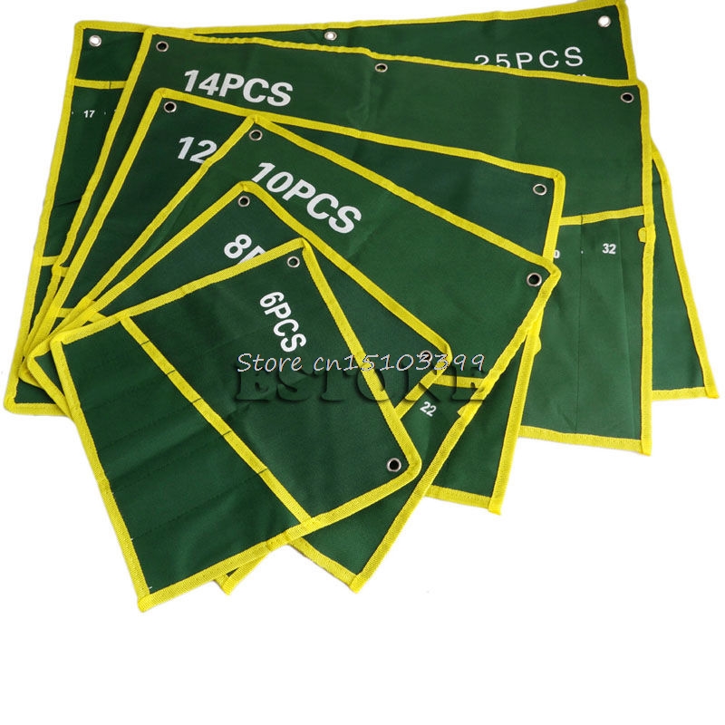 6/8/10/12/14/25 Pocket Grids Canvas Roll Spanner Plier Wrench Tool Storage Bag