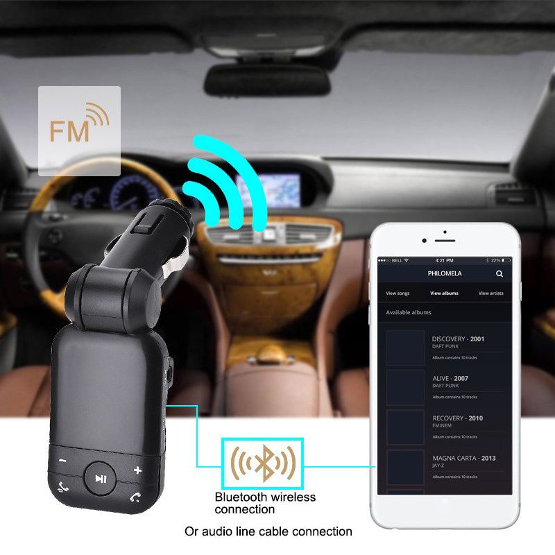 Universele auto  mp3 -speler bluetooth 3.0 autolader bluetooth handsfree telefoon auto bluetooth-adapter ondersteunt bellen/muziek/radio
