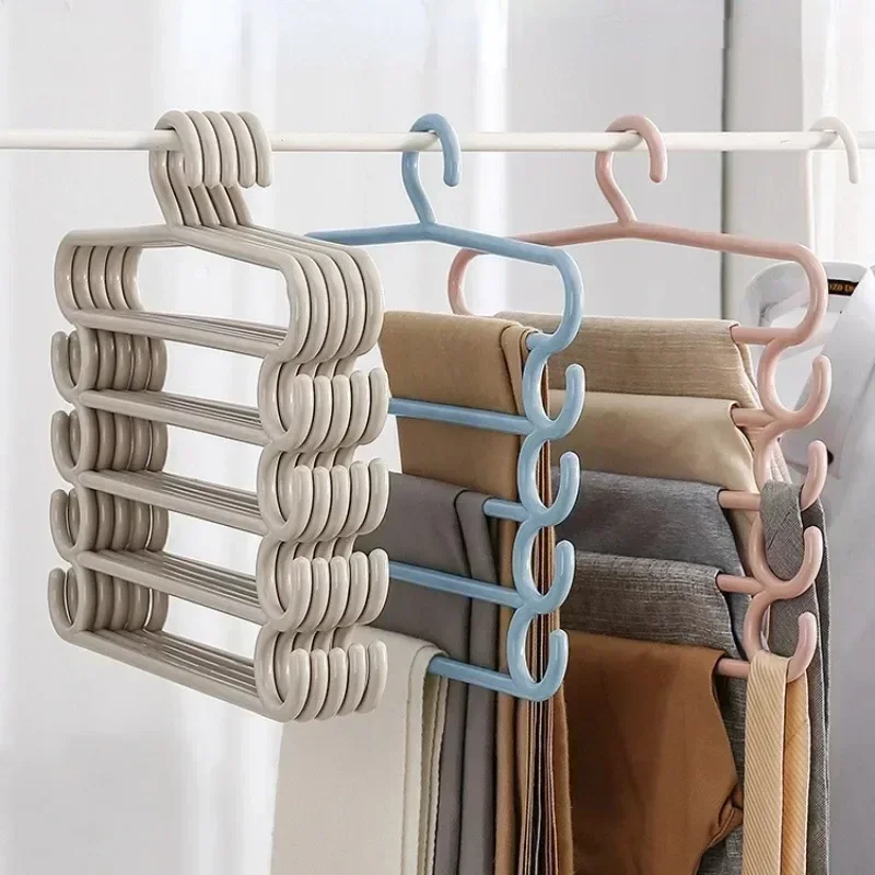 5 Lagen Kleerhangers Broek Broek Broek Hangers Handdoek Sjaals Rekken Kast Opslag Organisatoren Kleding Opslag Organisatie