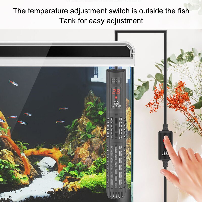 Aquarium Submersible Heater Fish Tank LCD Display Digital Adjustable Water Heating Rod Constant Temperature Control