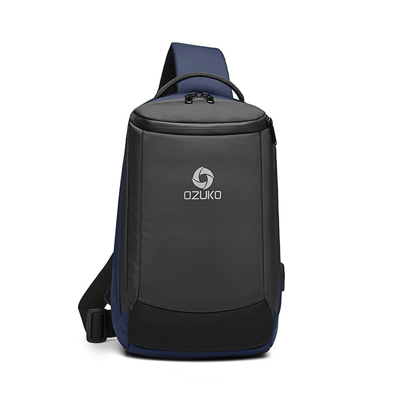 OZUKO Geschäft Brust Tasche Wasserdichte Crossbody Handtasche USB Ladung Schulter Tasche iPad Telefon Pack Anti-diebstahl Brieftasche: Blau