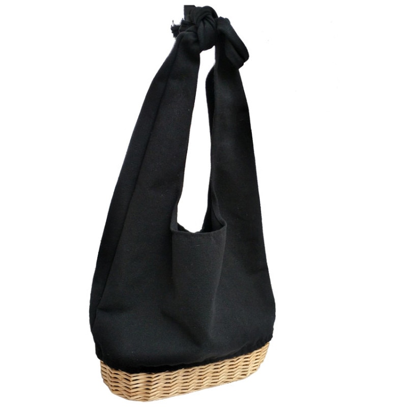 oval portable cotton linen straw stitching handbags shoulder bag large canvas hand bag womens bags handbags