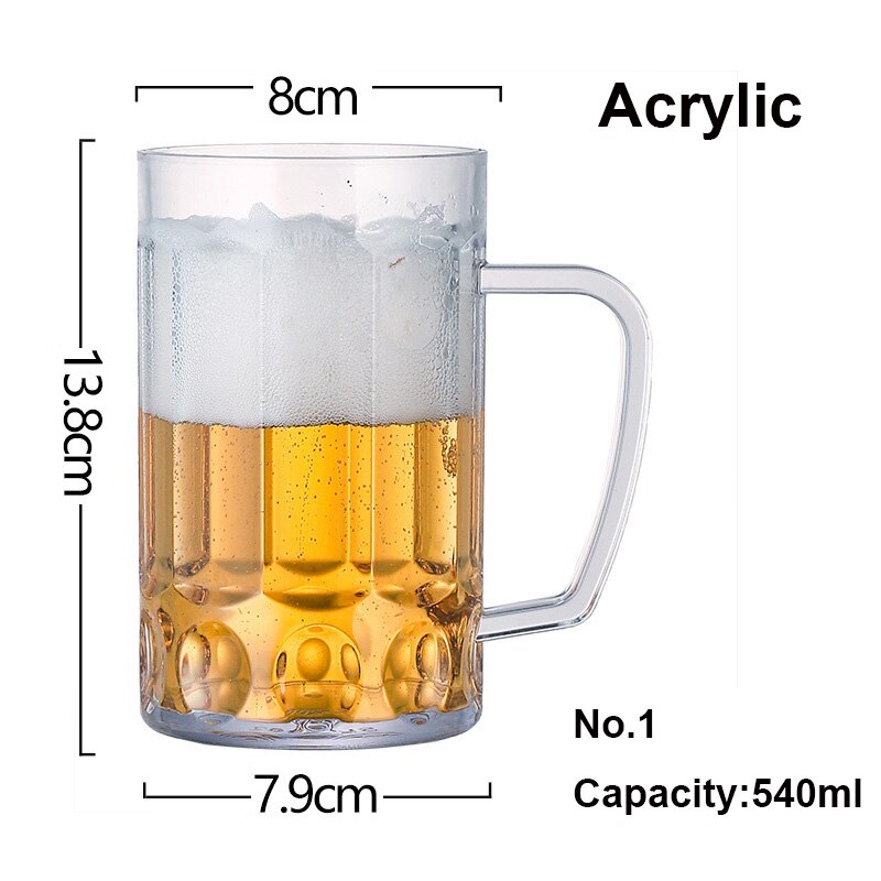 12 Large Capacity Beer Mug Glass Transparent Food Grade Plastic Anti Bar Glass 400-600ml Juice Cup Draught-beer Cup: 1