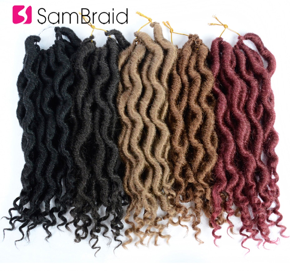 SAMBRAID Goddness Faux Locs Curly Crochet Hair Extensions 12 Inch 100G/pack Synthetic Twist Hair Soft Lock Braids For Women