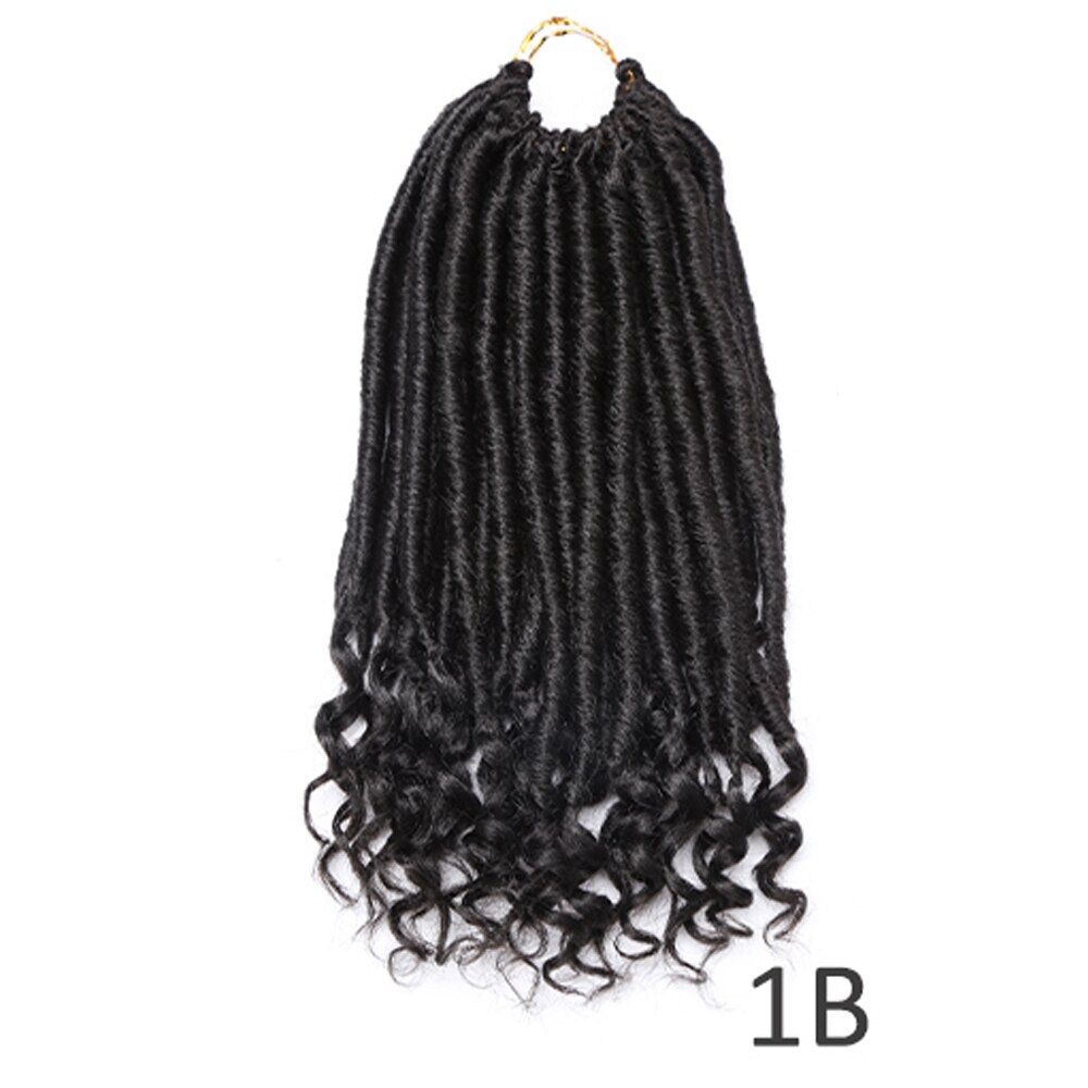 Lot Faux Locs Straight Crochet Hair Goddess Locs with Curly Ends 16 Inch Synthetic Prelooped Crochet Twist Hair Extensions: 12inch  1B