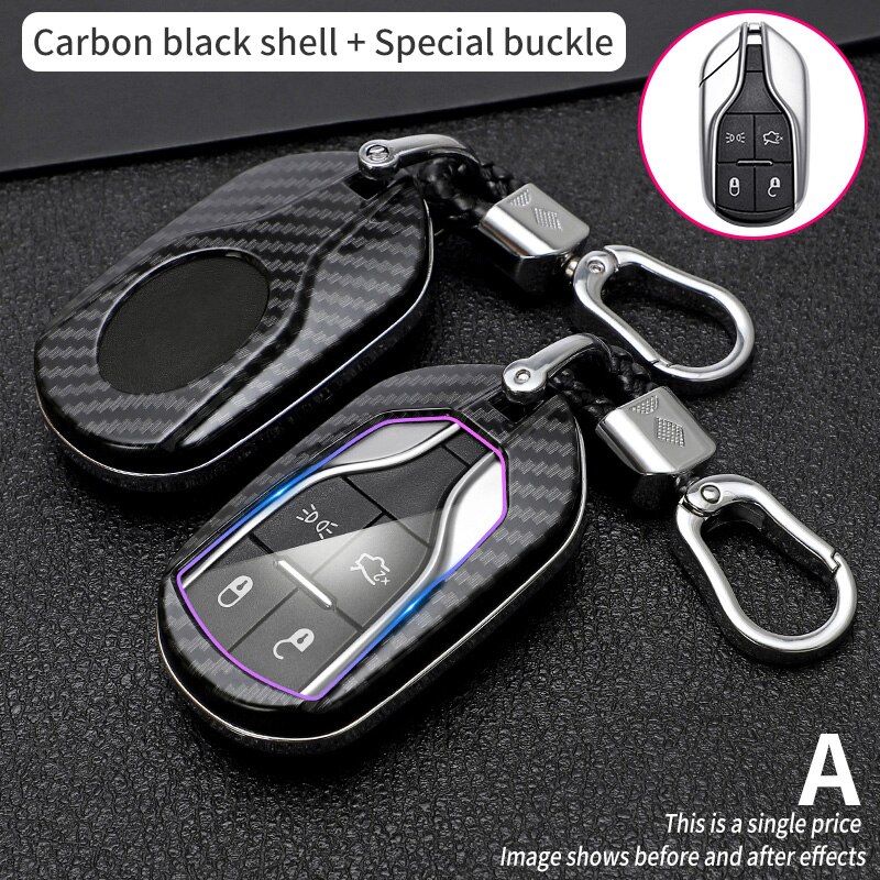Télécommande en fibre de carbone ABS, etui clés, pour Maserati Ghibli Levante Quattroporte GT Granturismo cool, GranCabrio: Carbon Black