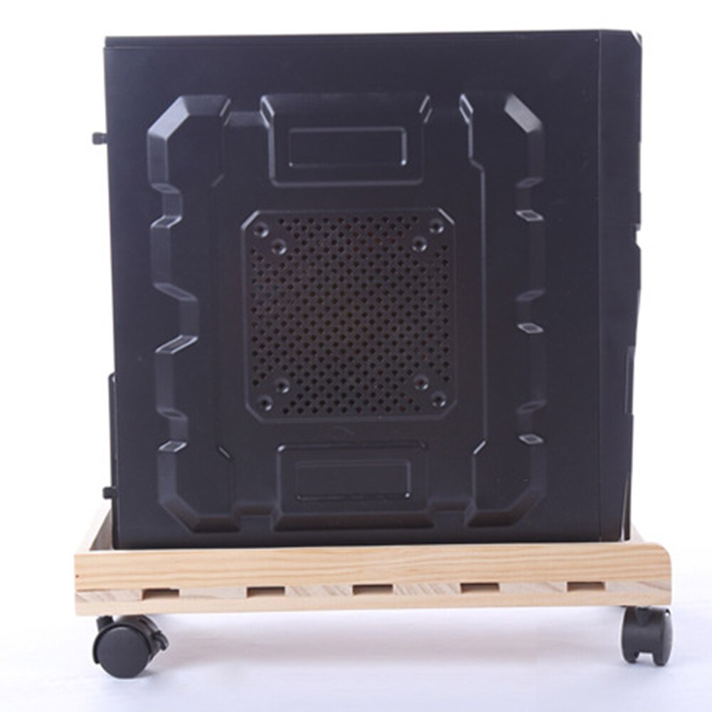Tray Computer Moving Case Holder Caster Wooden CPU Stand PC Heat Dissipation Adjustable Desktop Office Tower Rolling Wheels